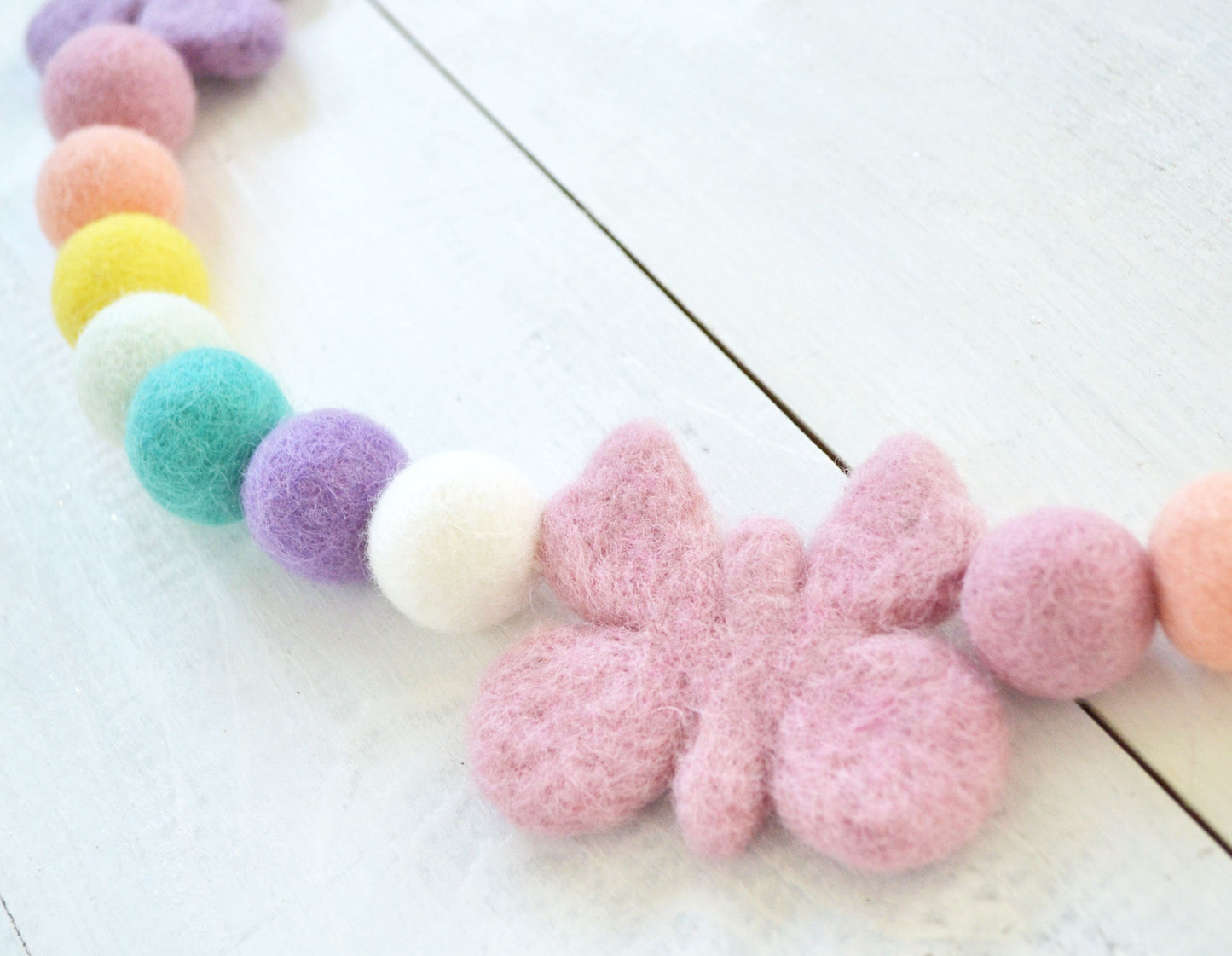 Felt Ball Garland - Butterflys - Pink & Lavender