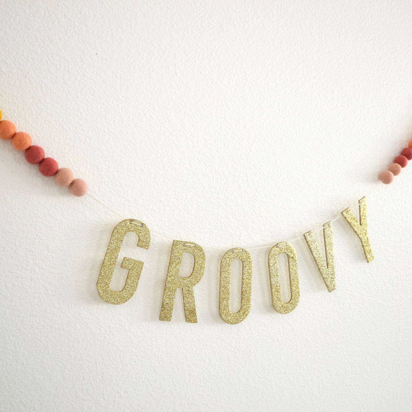 Gold Glitter Letter Banner - Groovy