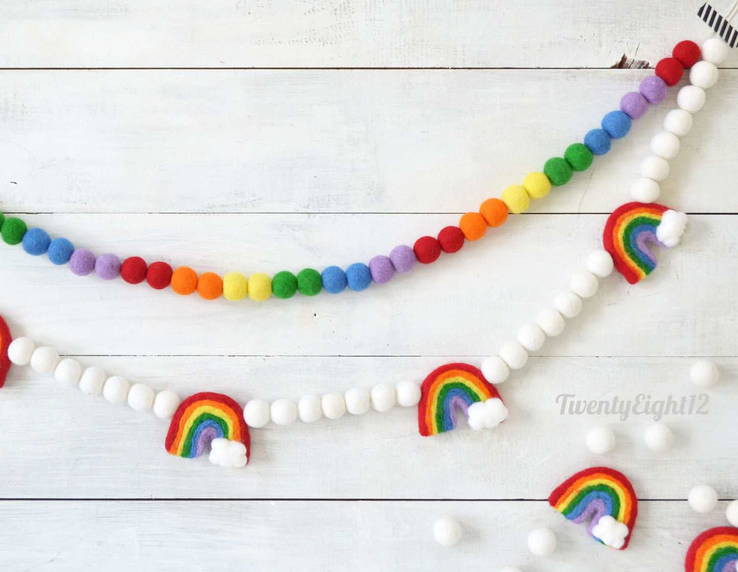 Felt Ball Garland - Rainbow Ombre