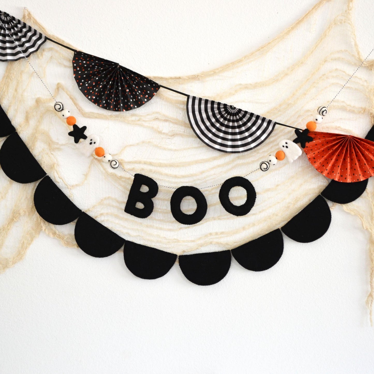Halloween BOO Banner | Felt Ghost Banner | Felt Ball Garland | Halloween Decor | Felt Ghost Garland | Felt Banner | Halloween Decorations