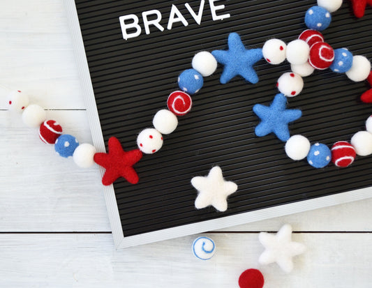 4th of July Felt Ball Garland - Stars