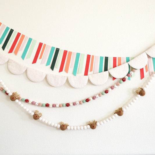 Christmas Felt Garland  -Choice of Scallops, Holiday Felt Balls or Reindeer