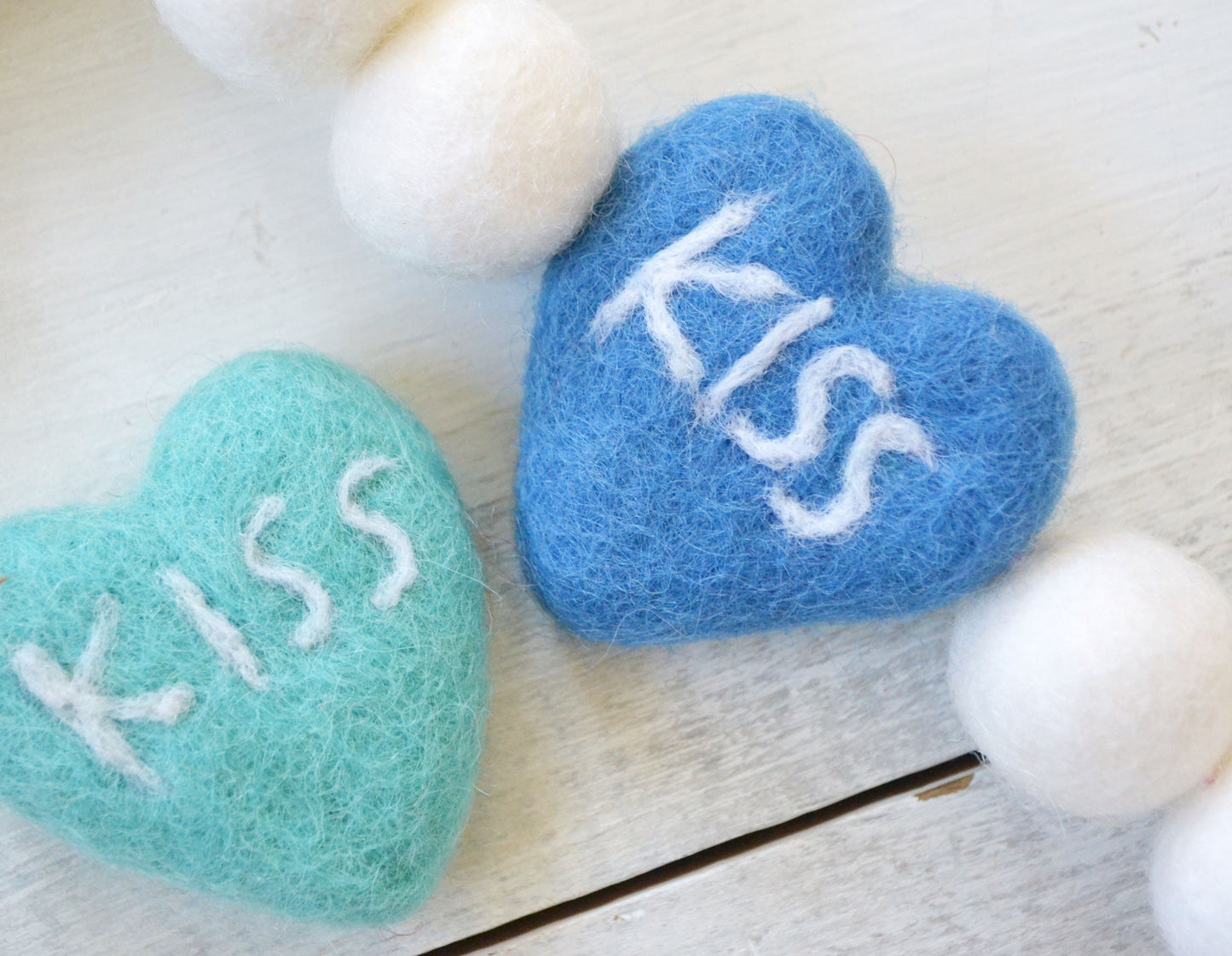 Heart Felt Ball Garland - Valentines Day Felt Garland, Felt Ball Garland, Conversation Heart Garland, Valentines Day Felt Ball Garland