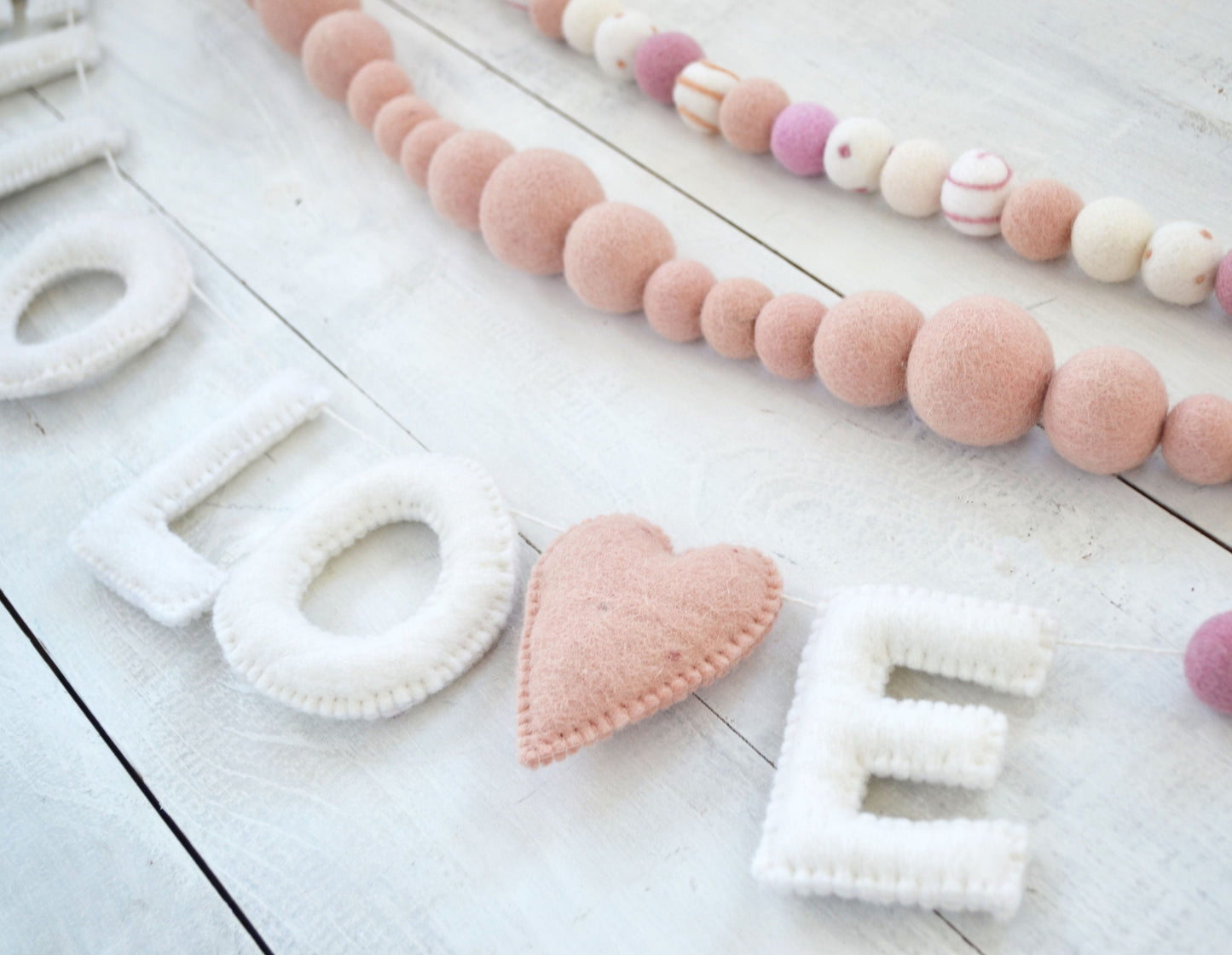 Valentines Felt Garland - Valentines Felt Ball Garland, Valentines, HELLO LOVE Felt Ball Garland, Valentines Day Garland, Valentines Day