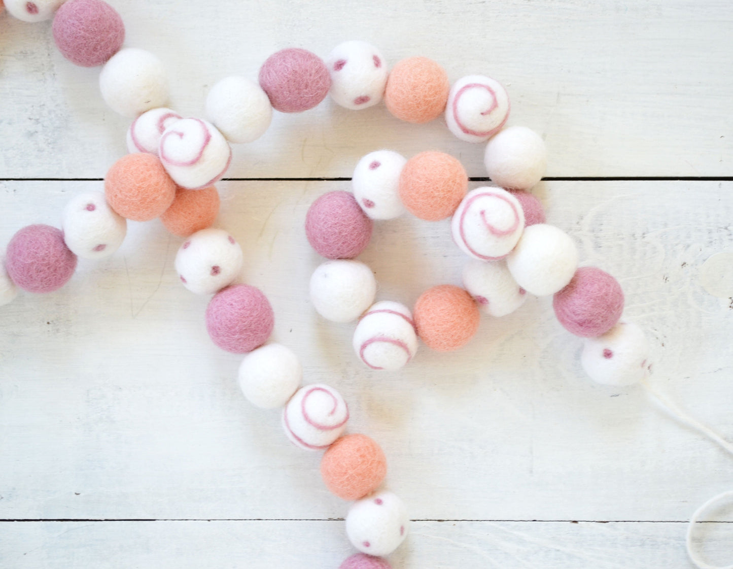 Felt Ball Garland - Pink, Peach and White