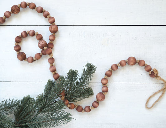 Wood Bead Garland - Christmas Tree Wood Garland, Wood Garland, Wood Bead Strand, Farmhouse Wood Garland, Farmhouse Decor, Christmas Garland