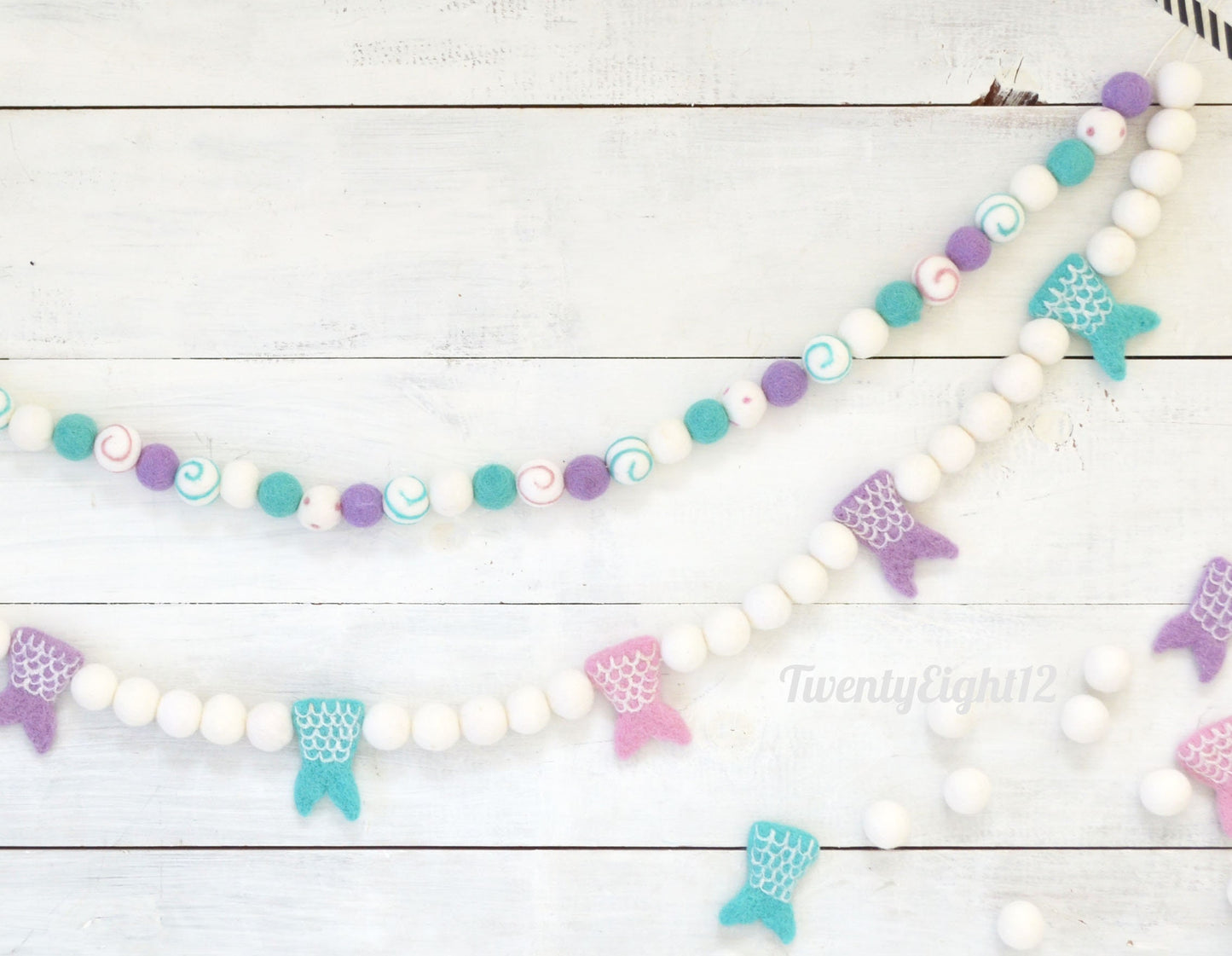 Felt Ball Garland - Choice of Colorful Felt Ball Garland or Mermaid Felt Garland