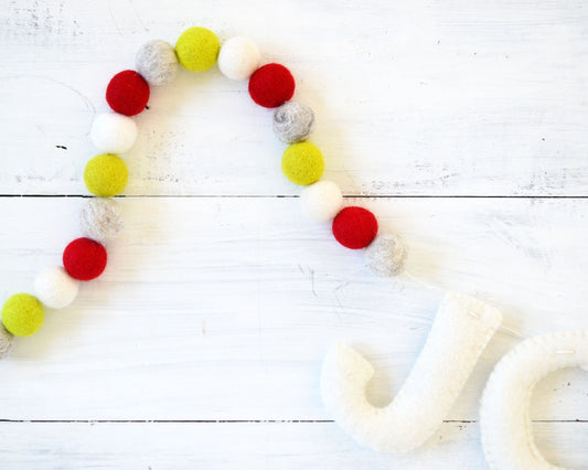 Christmas Banner - JOY Banner - Holiday Felt Ball Garland, Christmas Decor, Holiday Banner, Christmas Garland, Felt Ball Garland Banner
