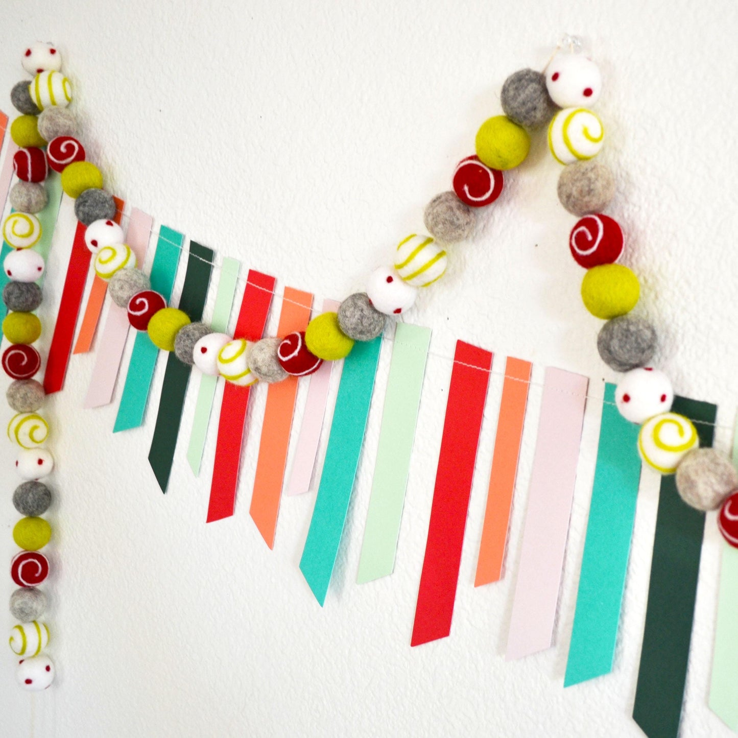 Christmas Felt Garland | Christmas Garland | Garland | Christmas Decor| Christmas Decorations | Holiday Decor | Felt Ball Garland