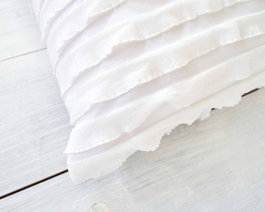 White Ruffle Pillow Cover - Farmhouse Pillow, White Pillow Cover, Nursery Pillow, Girls Room Decor, Boho Pillow, Ruffle Pillow