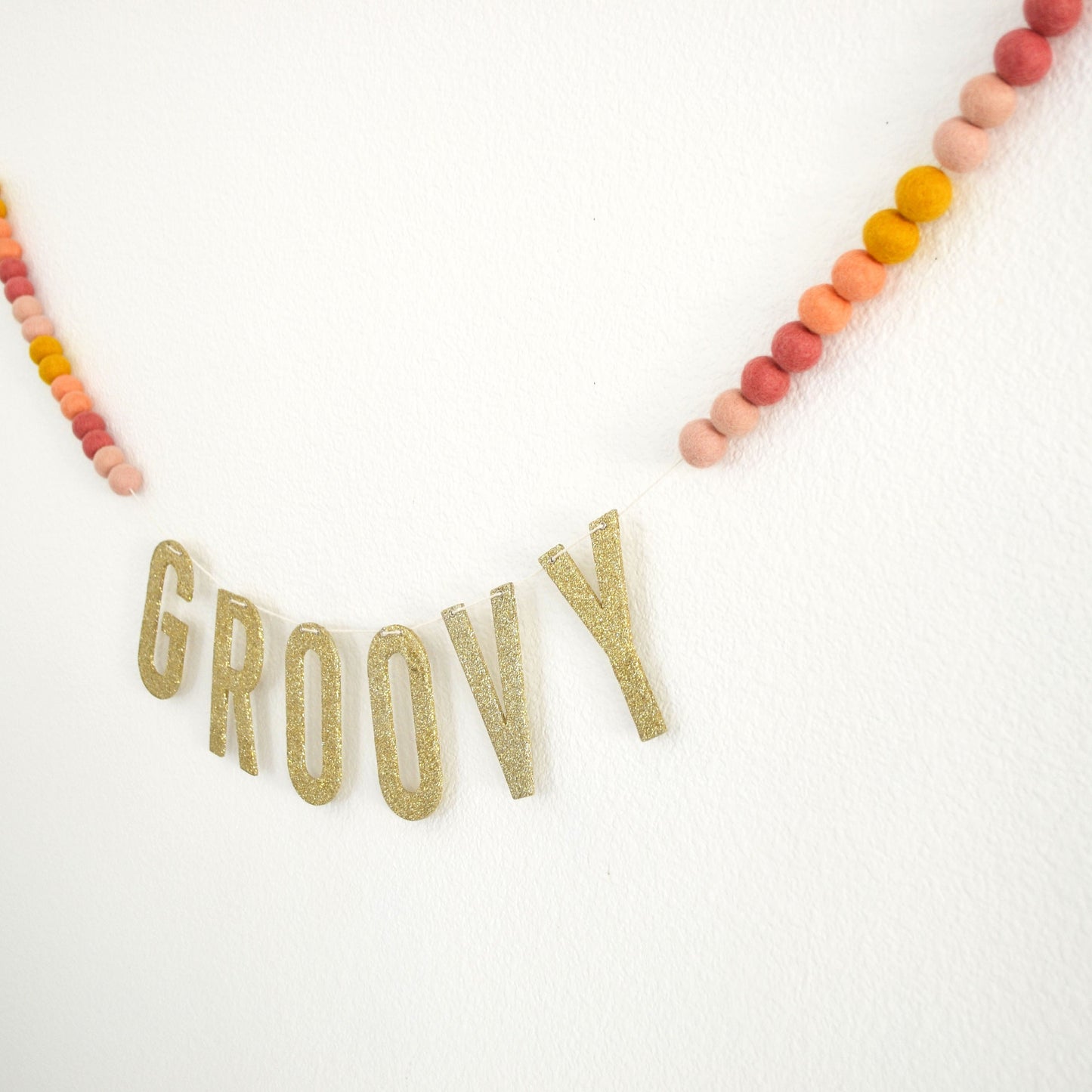 Gold Glitter Letter Banner - Groovy