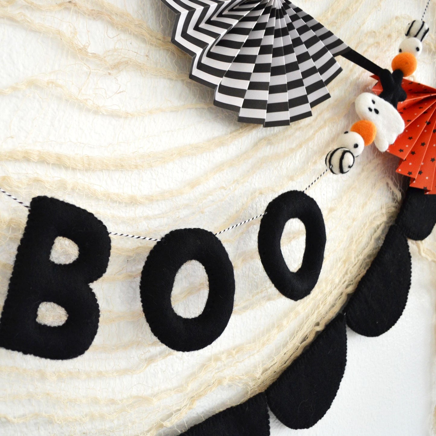 Halloween BOO Banner | Felt Ghost Banner | Felt Ball Garland | Halloween Decor | Felt Ghost Garland | Felt Banner | Halloween Decorations