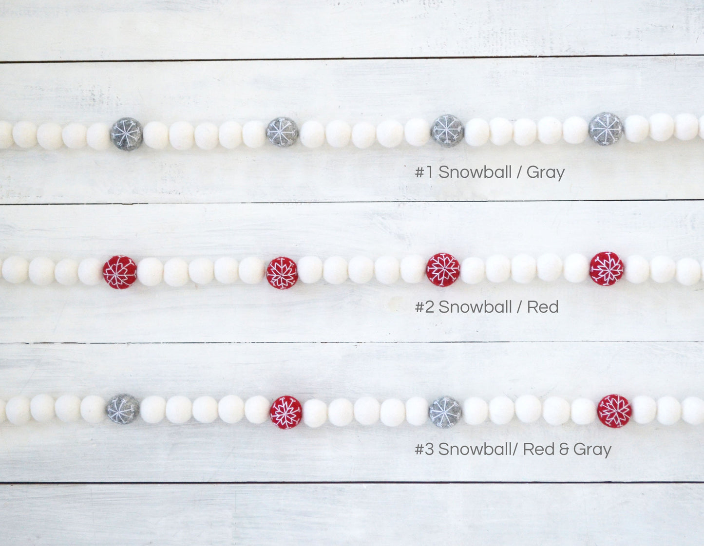 Christmas Felt Garland - Choice of Christmas Felt Balls or Snowballs