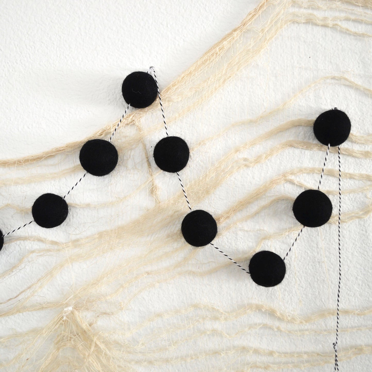 Halloween Felt Ball Garland - 4cm Black