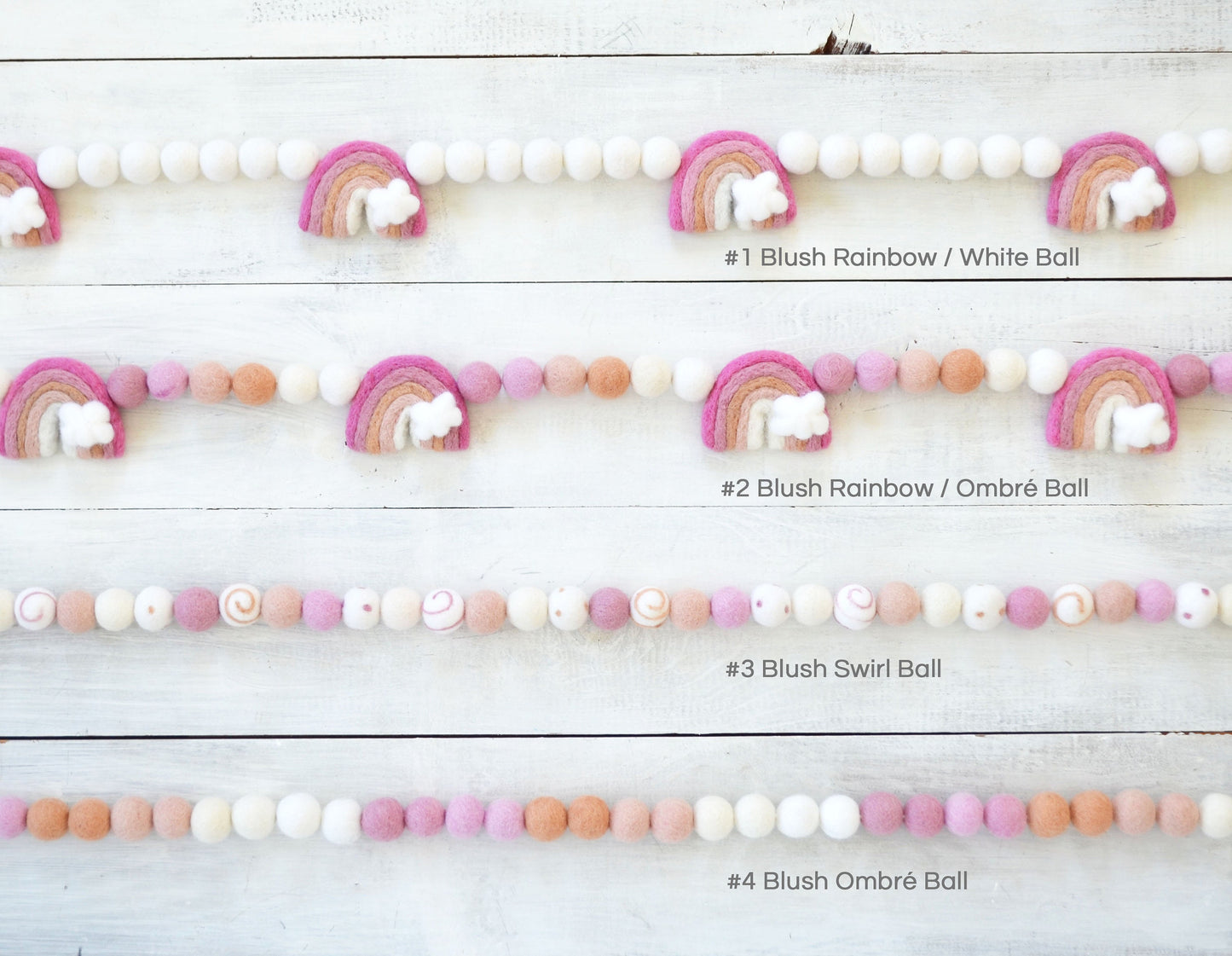 Felt Ball Garland with Pink Rainbows