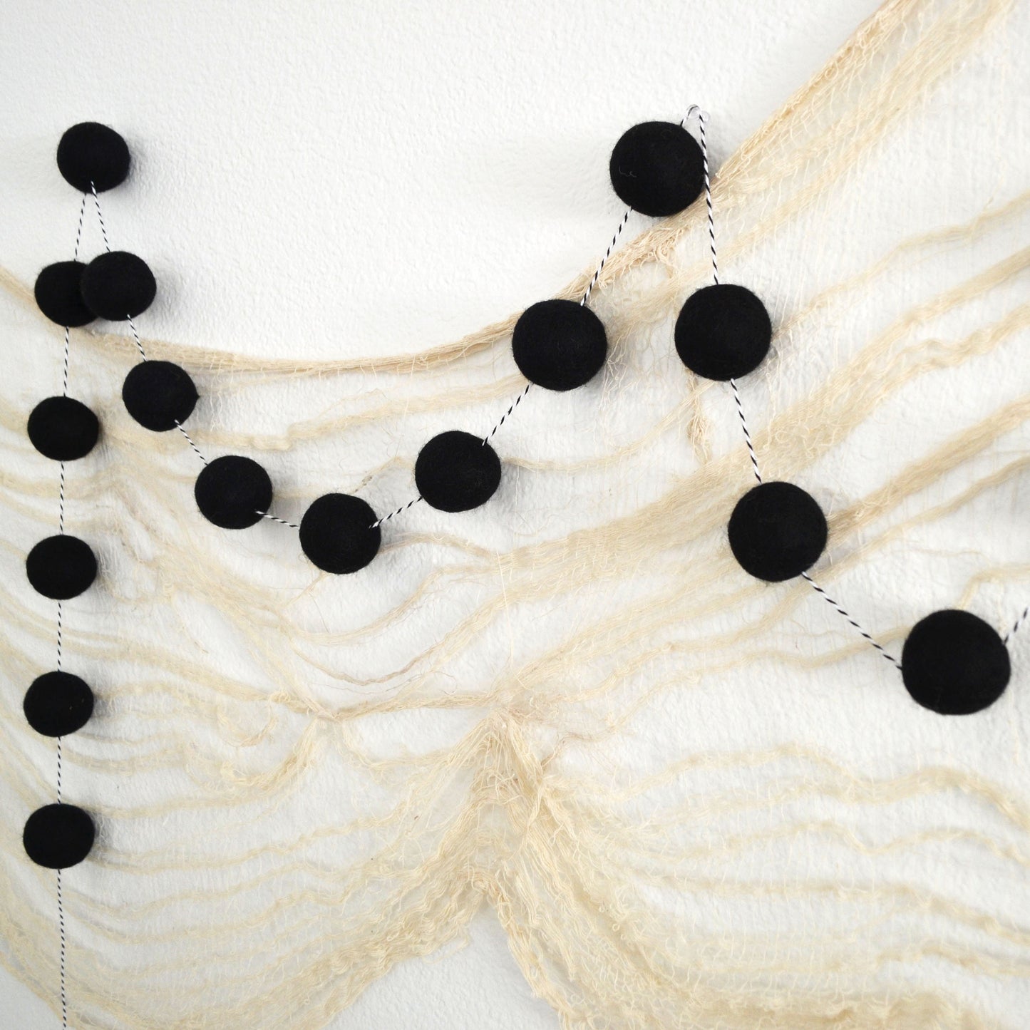 Halloween Felt Ball Garland - 4cm Black
