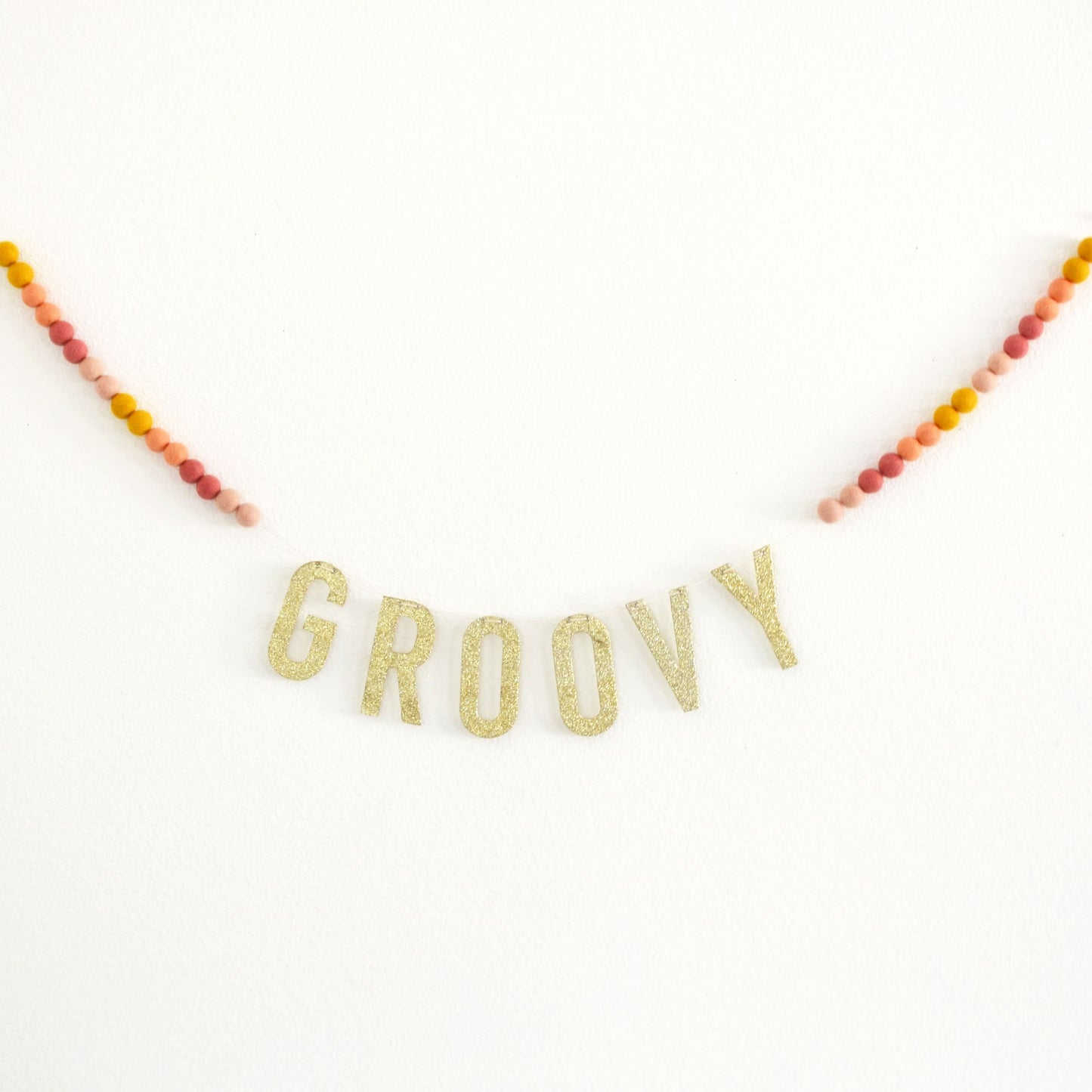 Gold Glitter Letter Banner - Groovy