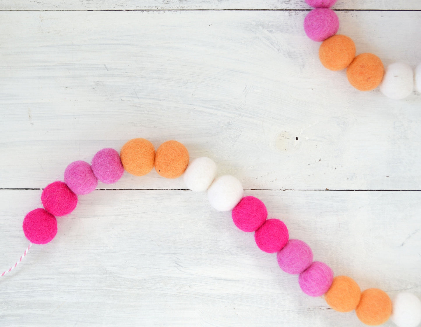 Valentines Felt Ball Garland - Felt Ball Garland, Valentines Decor, Pink Felt Garland, Pink Ombre Felt Garland, Pink Valentines Garland