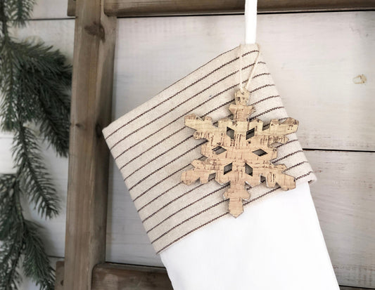 Striped Stockings - Christmas Stocking, Pinstripe Stocking, Stocking, Rustic Stocking, Stocking with Stripes, Neutral Christmas Stocking