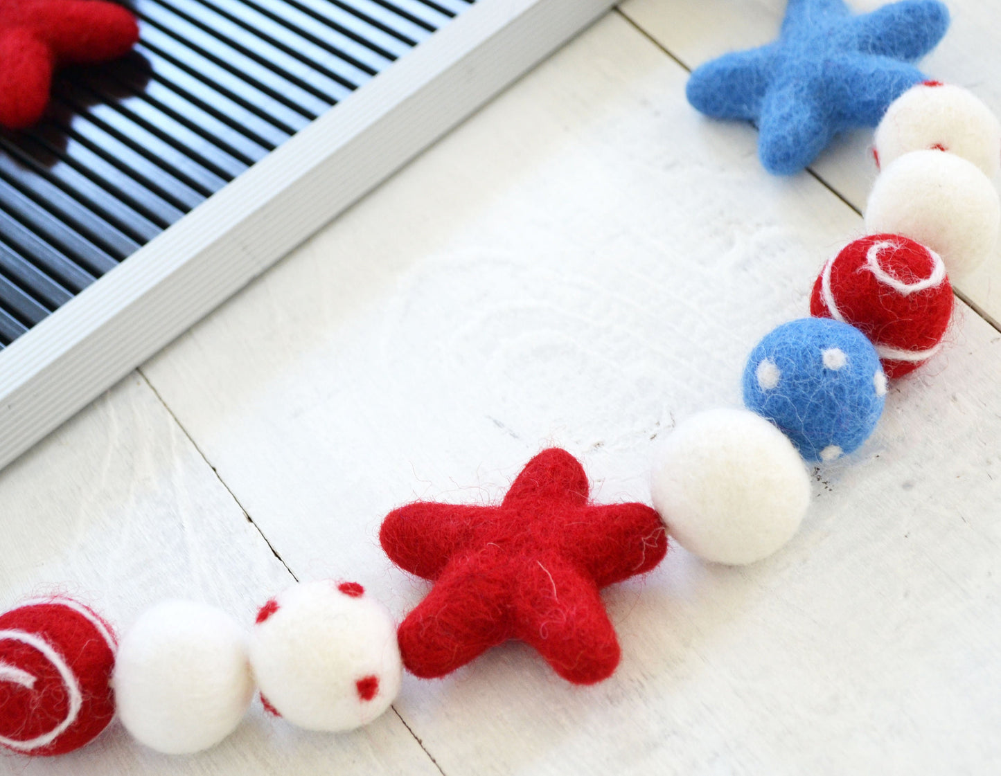 4th of July Felt Ball Garland - Stars