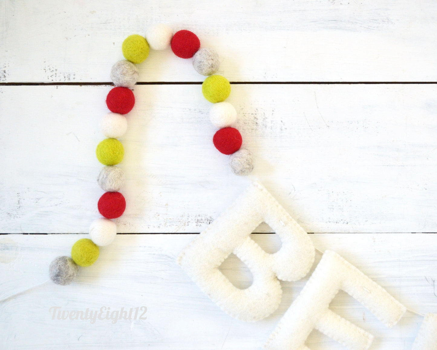 Felt Ball and Letter Garland - Be Merry Banner - Holiday Felt Ball Garland, Christmas Decor, Holiday Banner, Christmas Banner, Felt Balls