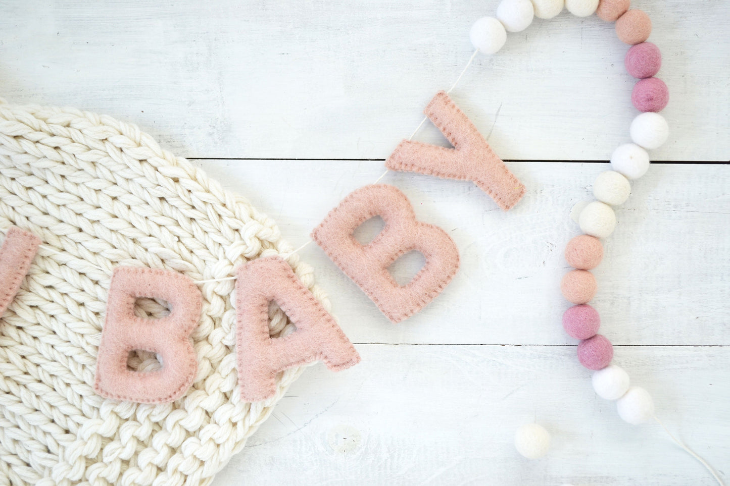 Valentines Felt Garland - Valentines Felt Ball Garland, Valentines Banner, OH BABY Felt Garland, Valentines Day Garland, Valentines Decor