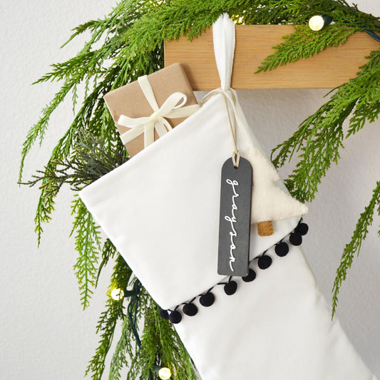 Christmas Stocking | Personalized Christmas Stocking |Family Stocking | Black & White Farmhouse Stocking | Bohemian (name tag NOT included)