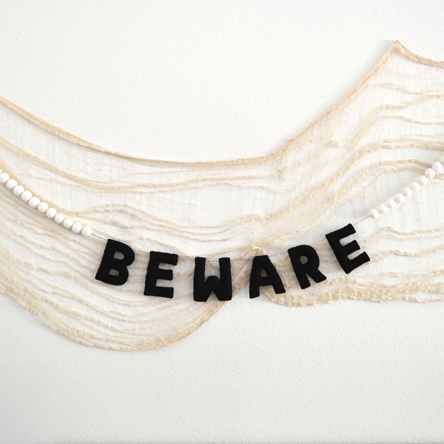 Halloween Felt Ball Garland- BEWARE Black