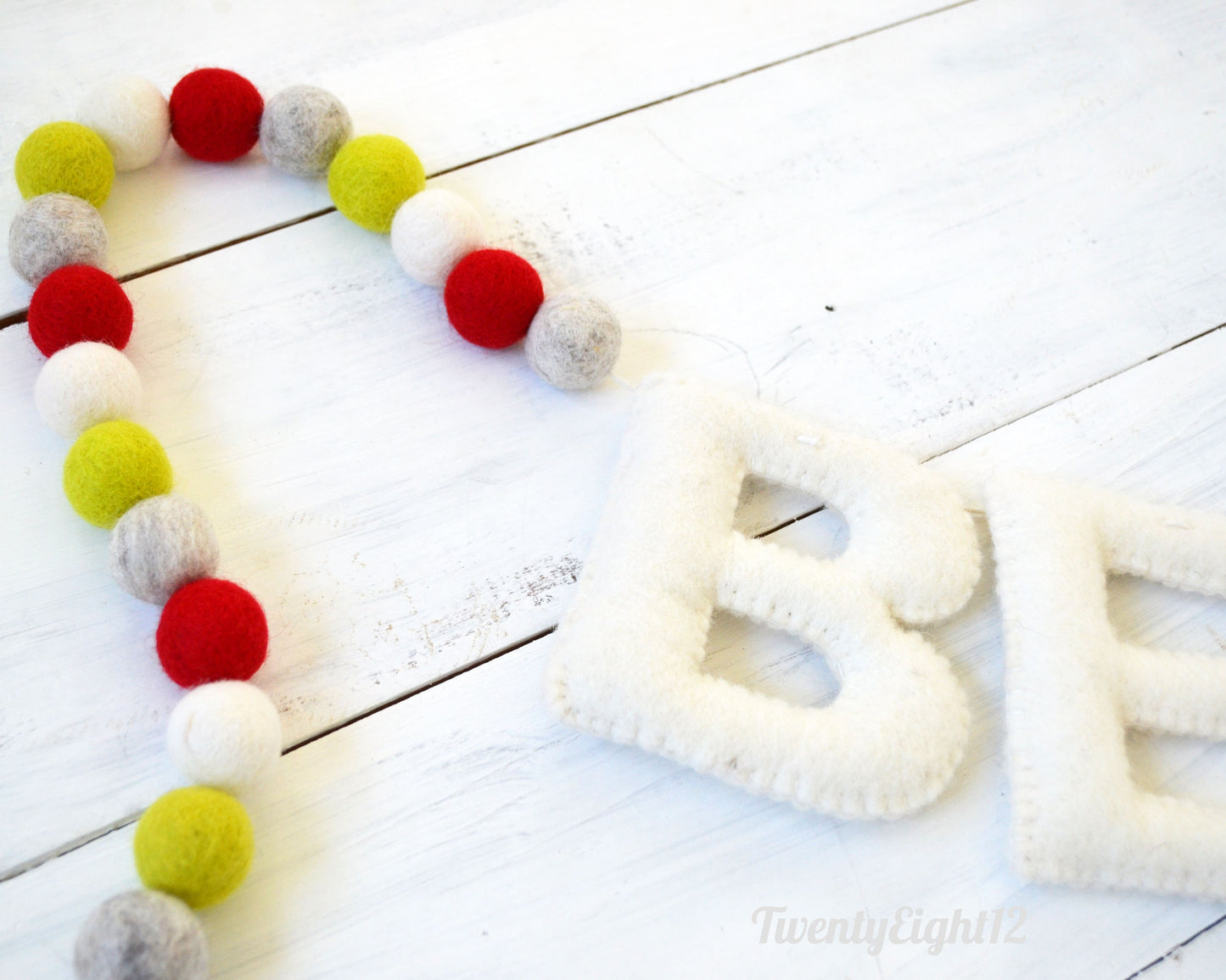 Felt Ball and Letter Garland - Be Merry Banner - Holiday Felt Ball Garland, Christmas Decor, Holiday Banner, Christmas Banner, Felt Balls