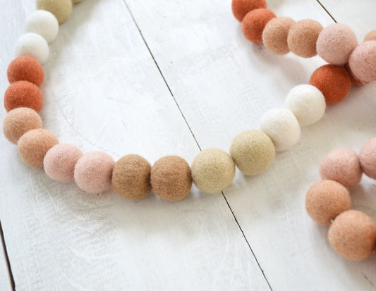 Felt Ball Garland -Felt Garland, Fall Garland, Fall Banner, Neutral Felt Garland, Felt Balls, Neutral Fall Decor, Thanksgiving Fall Garland