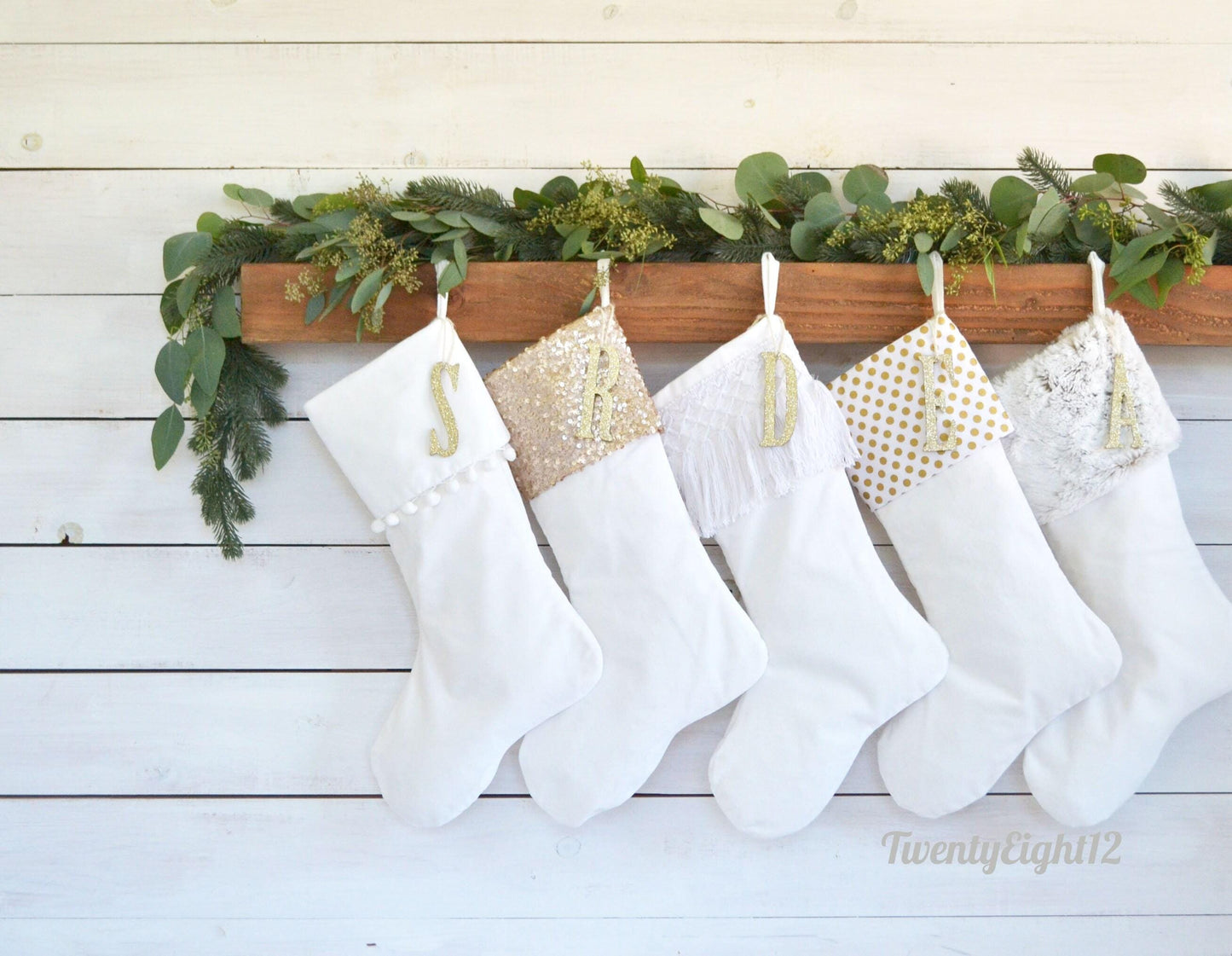 Personalized Christmas Stocking | Luxury Velvet Stockings with White Pom Pom Trim