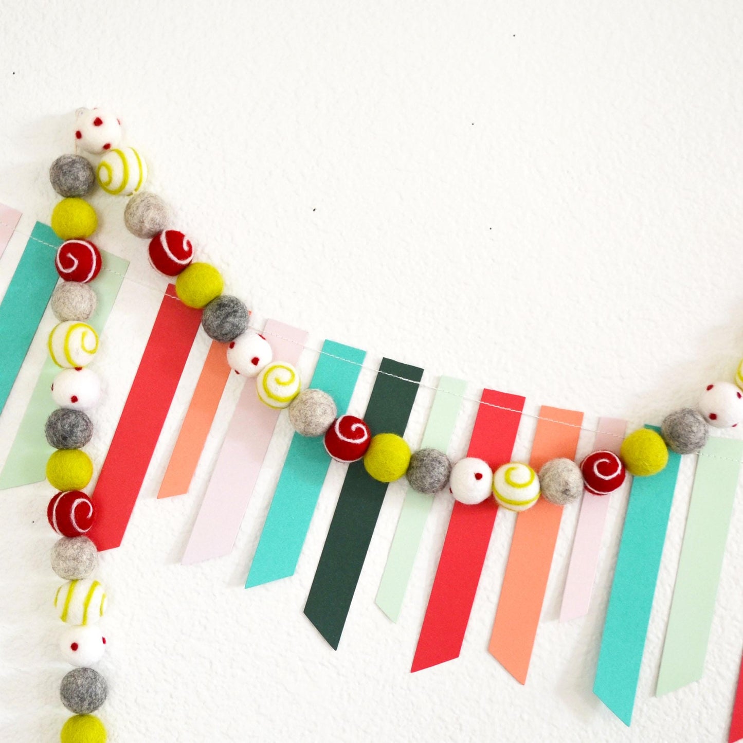 Christmas Felt Garland | Christmas Garland | Garland | Christmas Decor| Christmas Decorations | Holiday Decor | Felt Ball Garland