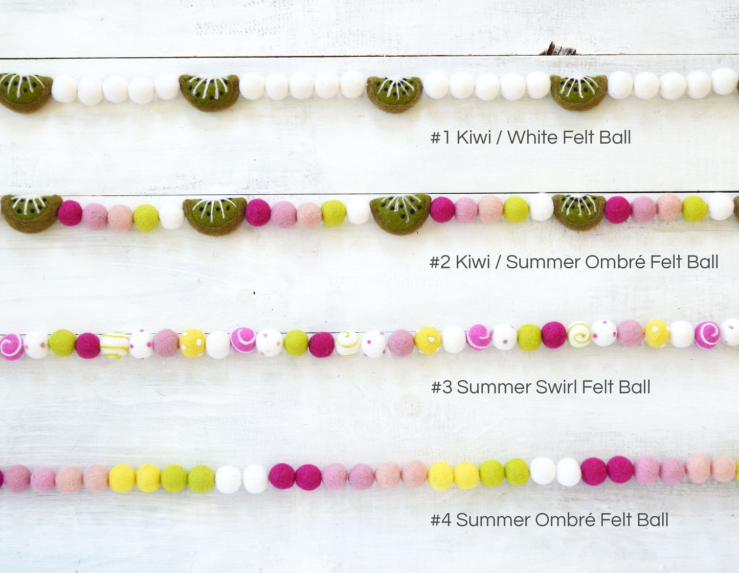Felt Ball Garland - Kiwi