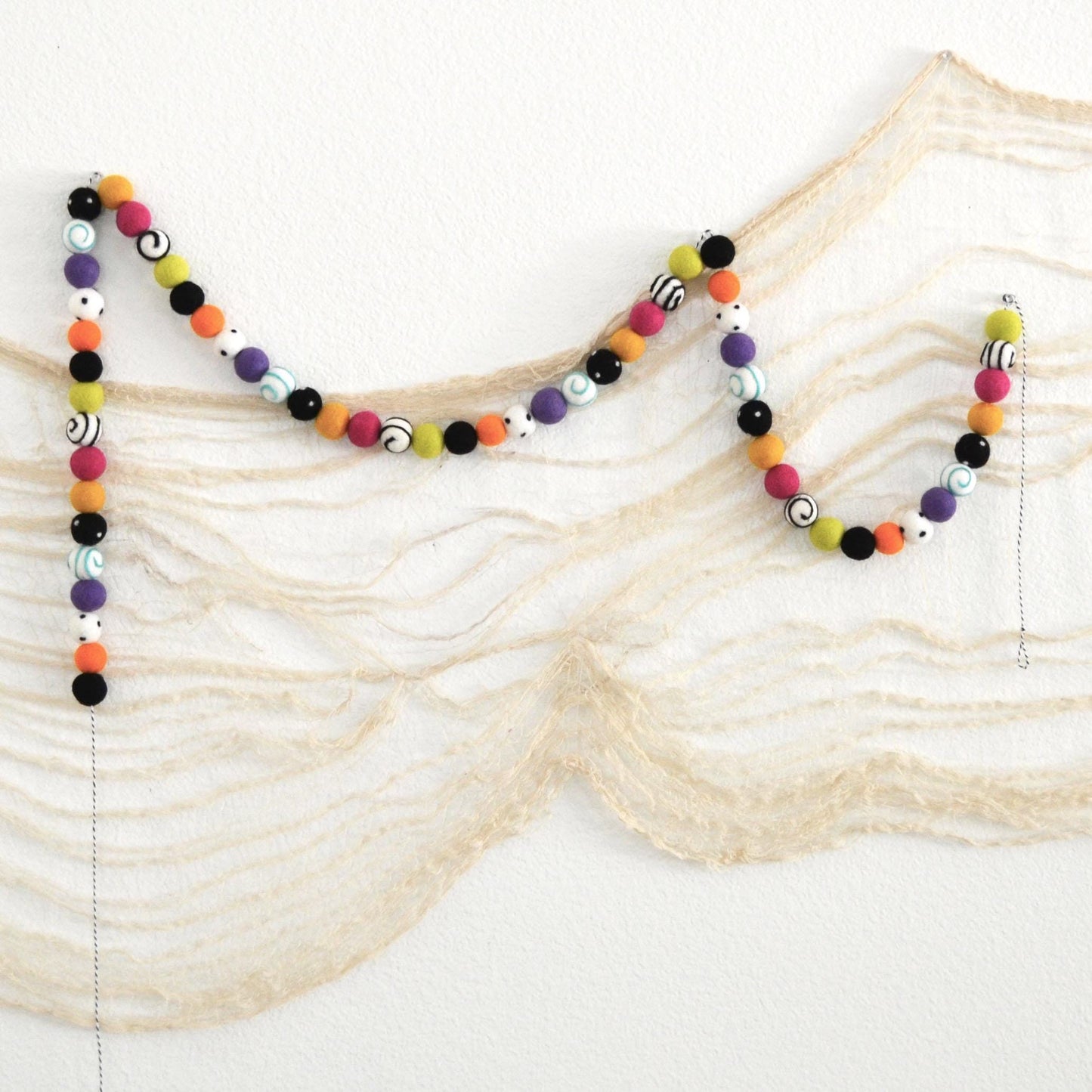Halloween Felt Ball Garland - Felt Ball Garland, Halloween Decor, Pink Halloween Garland, Garland, Halloween Party, Halloween Ombre Garland