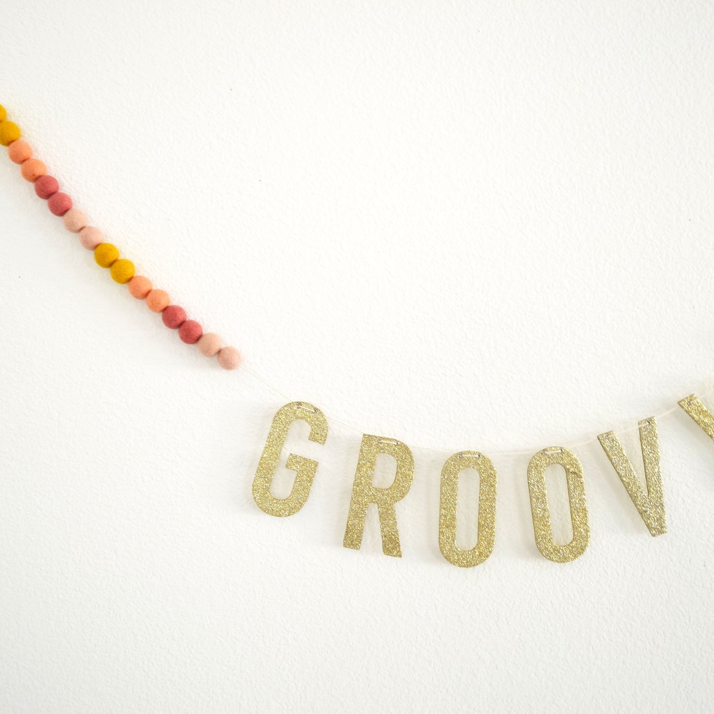 Gold Glitter Letter Banner - Groovy