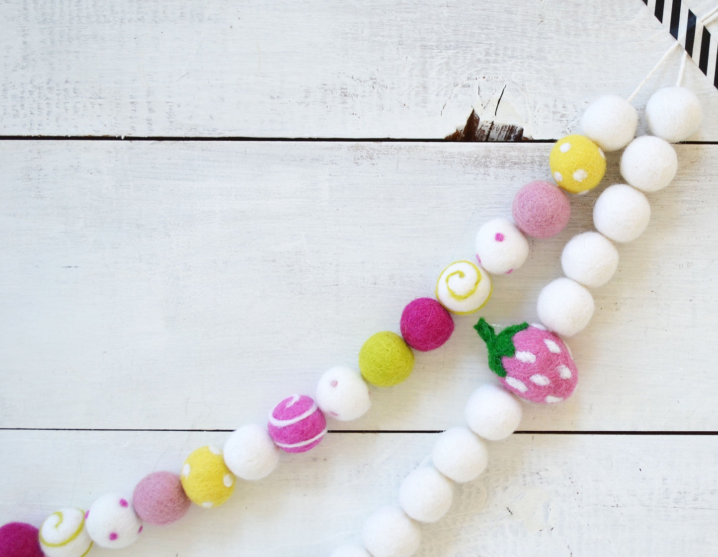 Felt Ball Garland - Choice of Colorful Felt Ball Garland or Strawberry Felt Garland