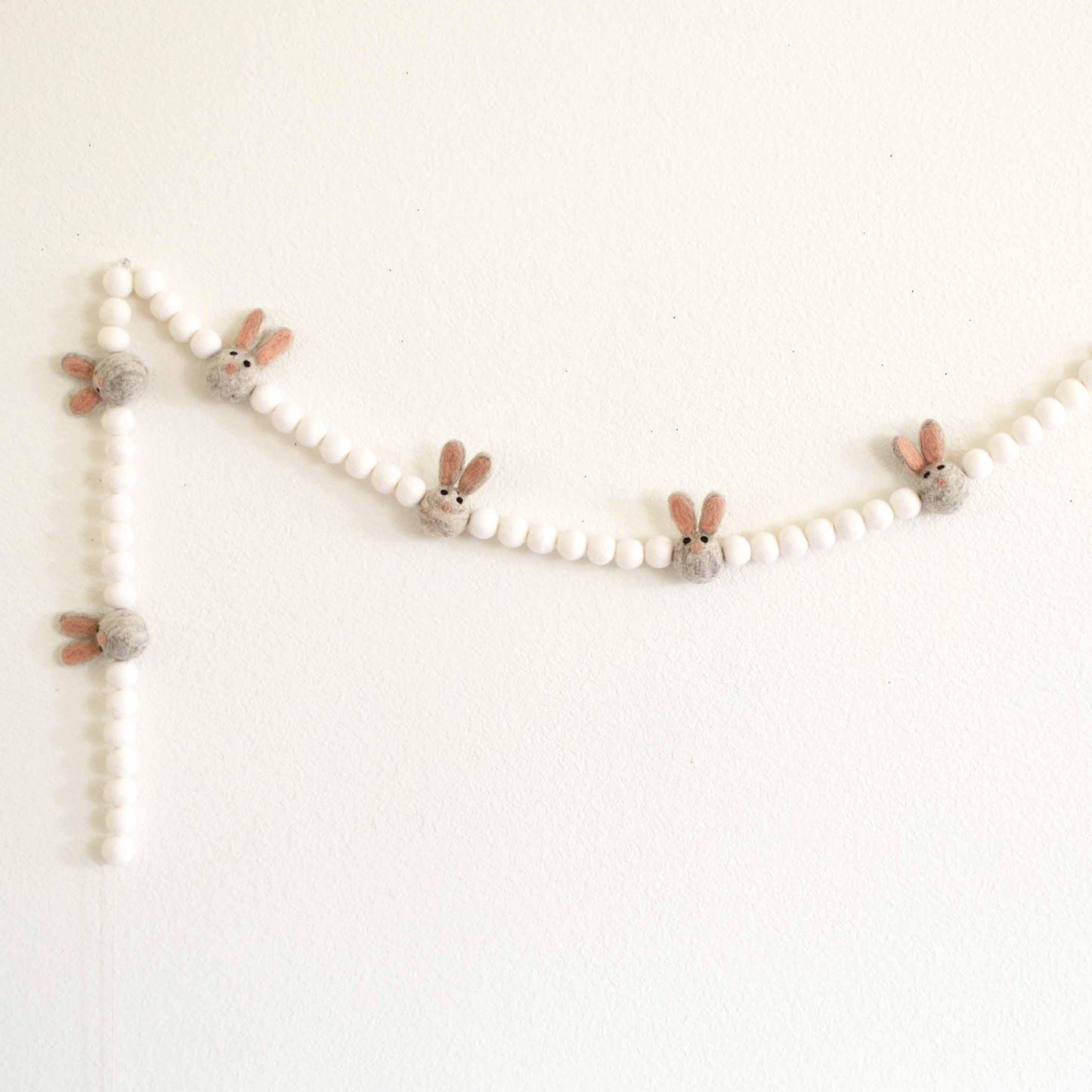 Easter Felt Ball Garland - Tan Easter Bunnies