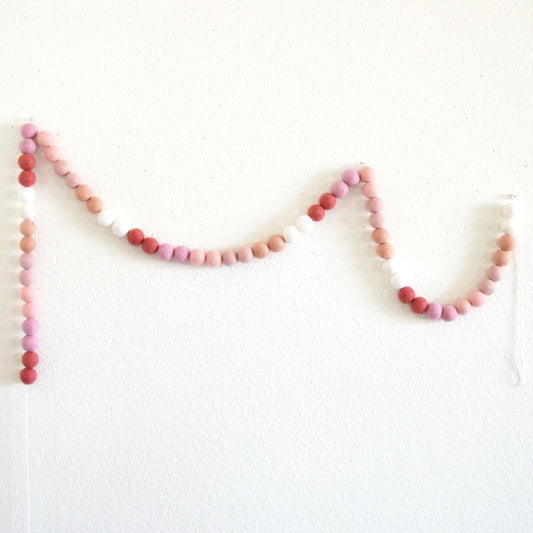 Pink Ombré Felt Ball Garland or Blush Pink Happy Birthday Banner or Hat, Gift & Candle Felt Garland