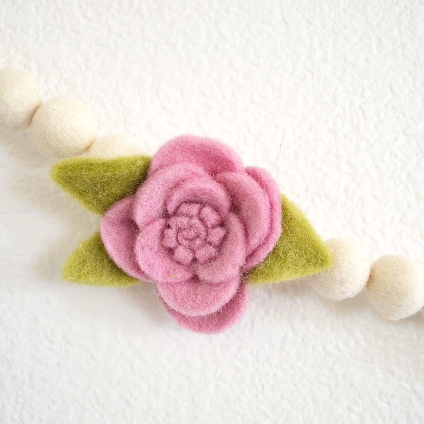Felt Ball Garland - Pink Flowers