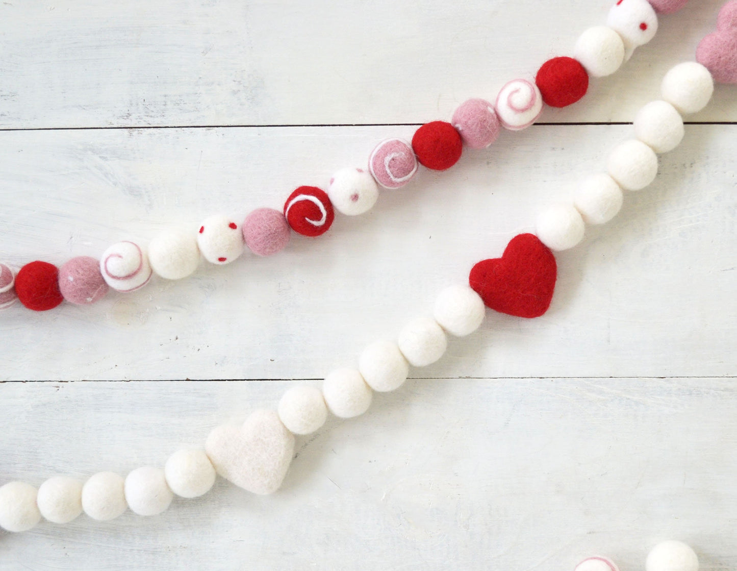 Valentines Felt Garland -Valentines Day Felt Ball Garland, Felt Ball Garland, Holiday Garland, Felt Ball Garland, Pink Heart Garland, Banner