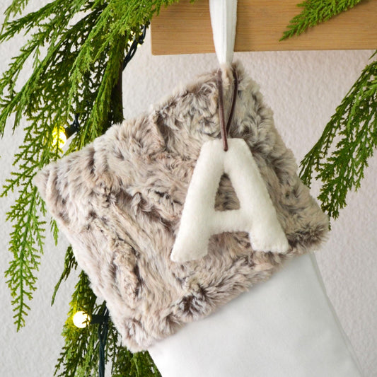Personalized Christmas Stocking | Fur Christmas Stocking | Cozy Faux Fur Holiday Decor | Masculine Stocking | Rustic Christmas Stocking