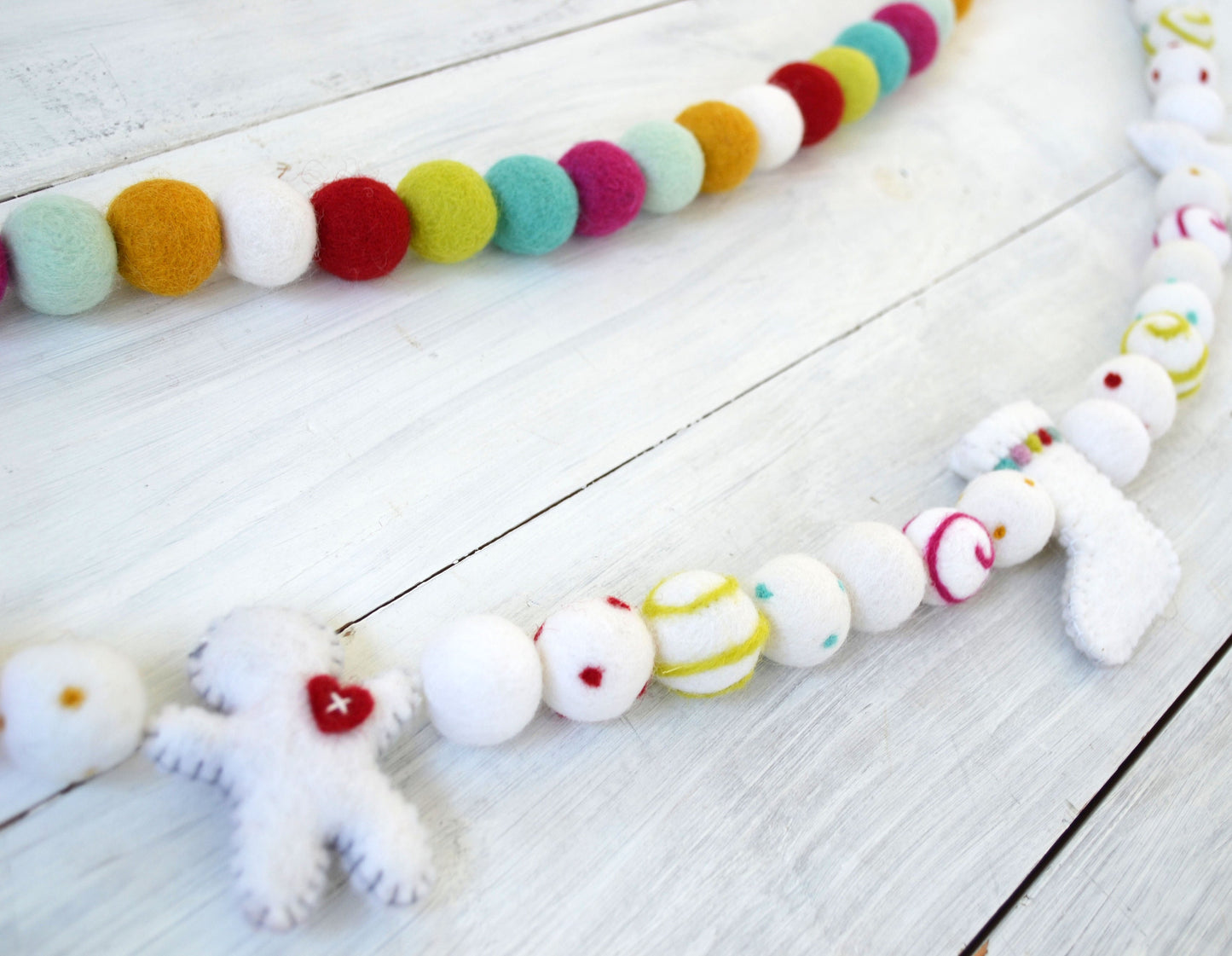 Christmas Felt Garland - Choice of Christmas Felt Balls or Stocking, Tree & Gingerbread
