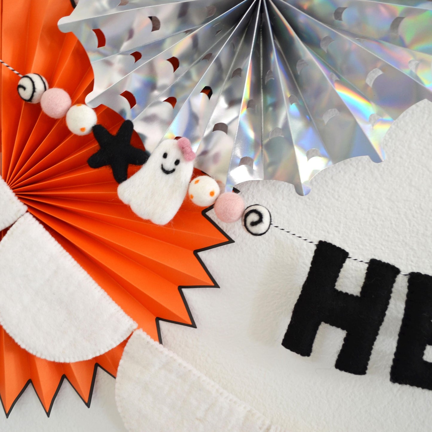 Halloween HEY BOO Banner | Felt Ghost Banner | Felt Ball Garland | Halloween Decor | Felt Ghost Garland | Felt Banner | Halloween Decoration