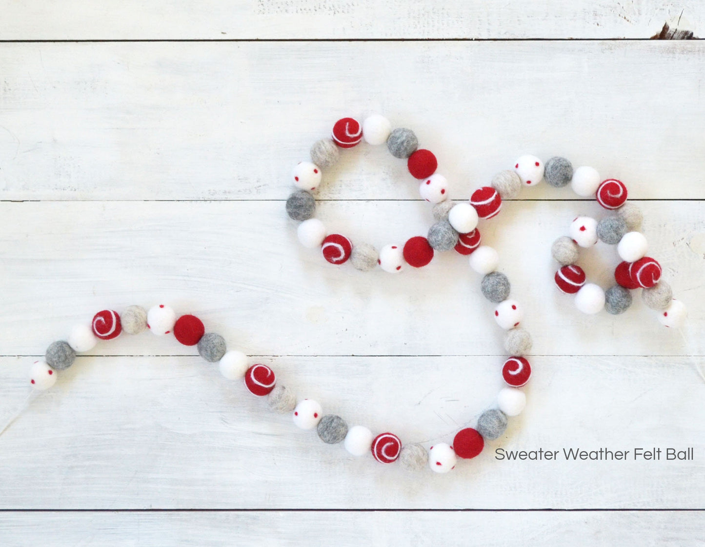 Christmas Felt Garland - Choice of Christmas Felt Balls or Snowballs