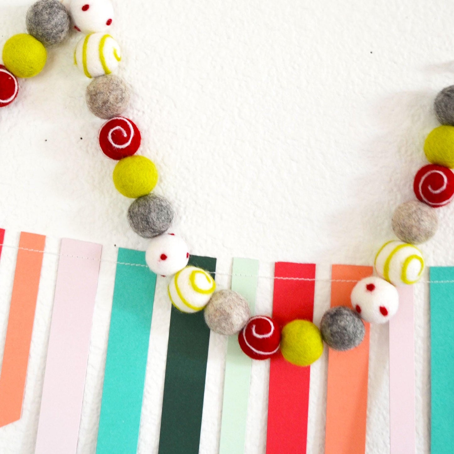 Christmas Felt Garland | Christmas Garland | Garland | Christmas Decor| Christmas Decorations | Holiday Decor | Felt Ball Garland
