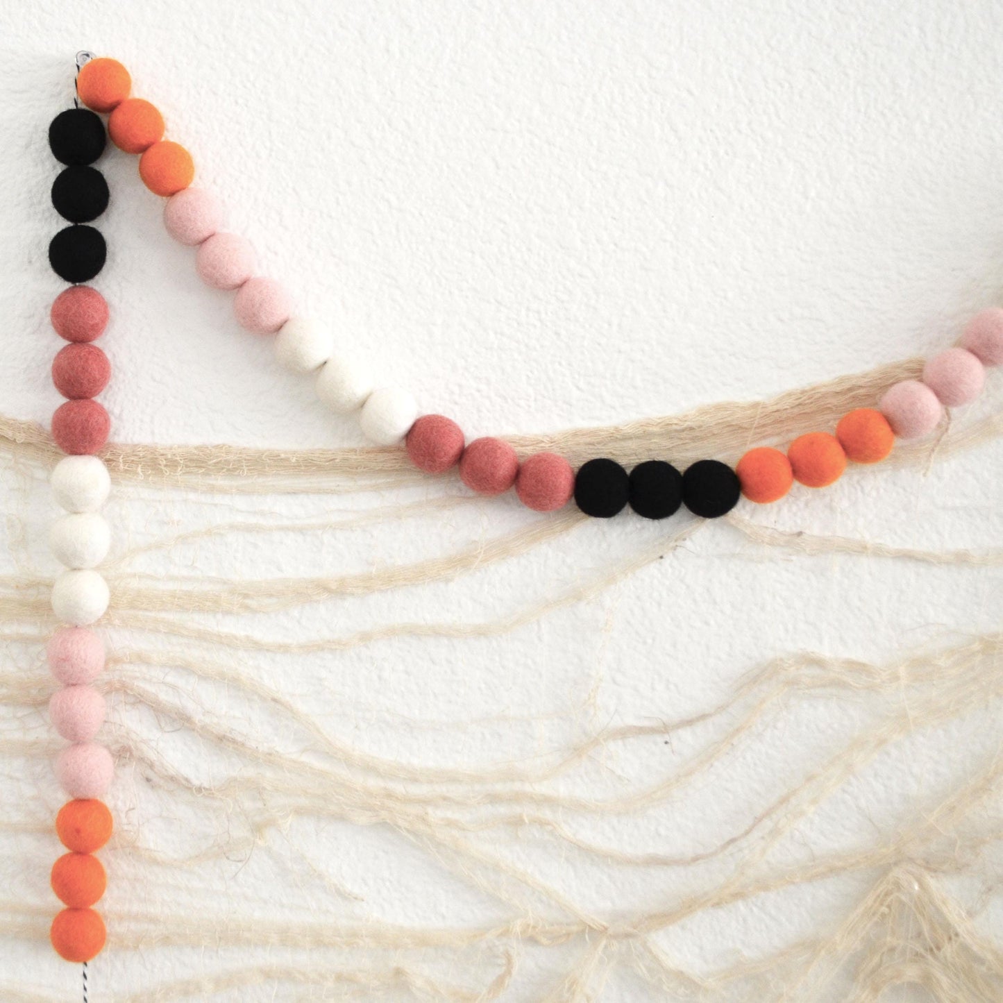 Halloween Felt Ball Garland - Lavender, Orange, White, Green & Black Ombre