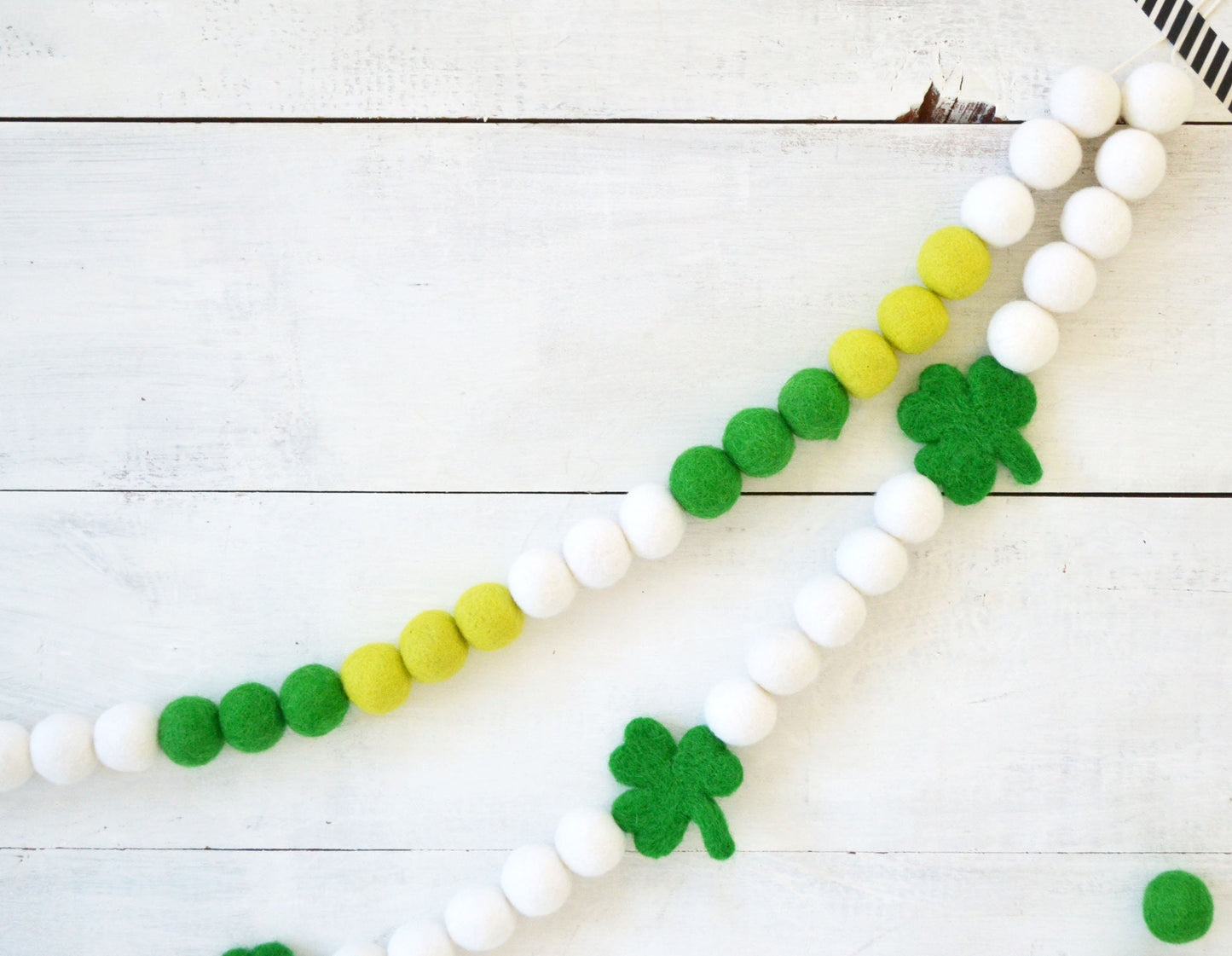 St. Patricks Day Felt Garland - Green & White