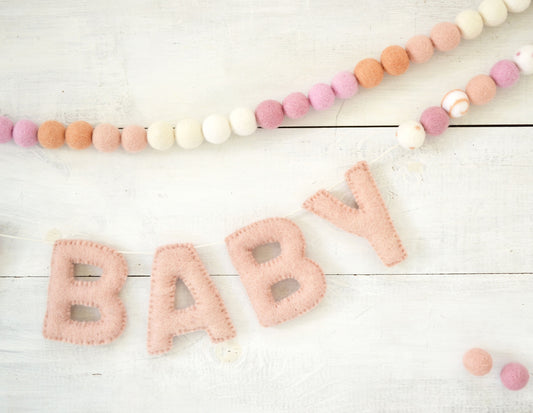 Valentines Felt Ball Garland - Choice of Pink Ombre Felt Garland or OH BABY Banner