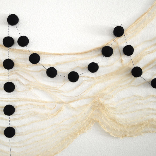 Halloween Felt Ball Garland - 4cm Black
