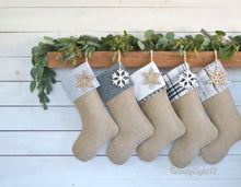 Plaid Burlap Stocking | Cozy Flannel and Burlap Christmas Stocking |  Stockings for Family | Woodland Christmas Decor | Boys Stocking